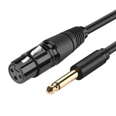 Laidas 6.35mm mono - XLR (K-K) 2m gold juodas (black) Ugreen AV131